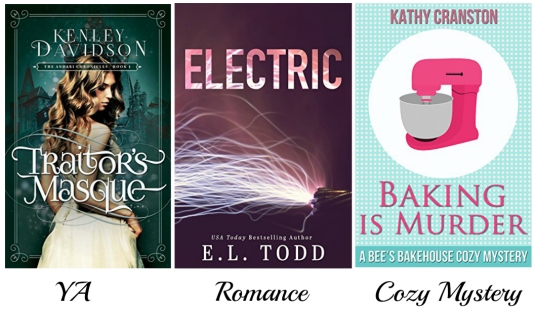 Traitor's Masque by Kenley Davidson, Electric by E. L. Todd, Baking is Murder by Kathy Cranston - August 26 Freebies